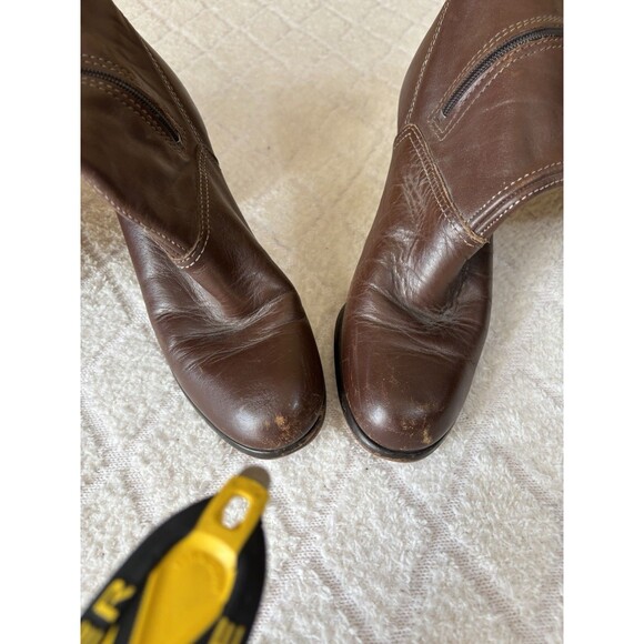 Vintage Authentic 70’s Women’s Brown Leather Knee High 3 Inch Heel Boots. 5 1/2 - Picture 10 of 16